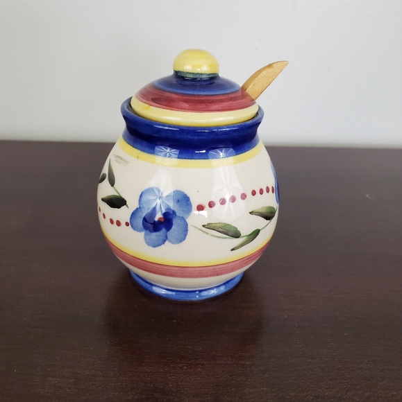 Ceramica Yapacunchi Other - Ceramica Yapacunchi Lidded Sugar/Condiment Jar With Wood Spoon